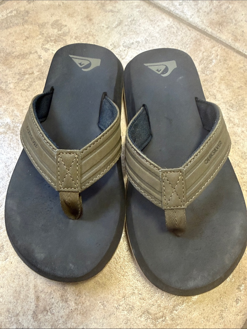 Quiksilver Kids Olive Brown and Charcoal Flip Flop Sandals